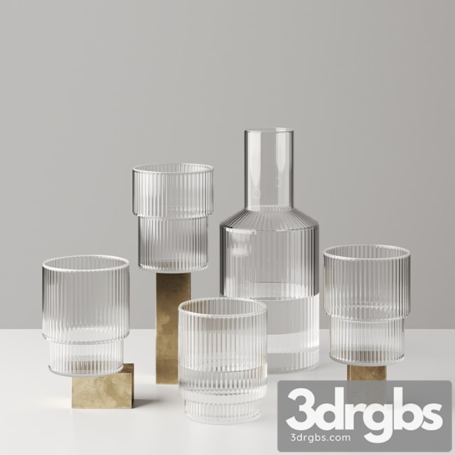 Ripple glass and carafe by ferm living 3dsmax Download - thumbnail 1