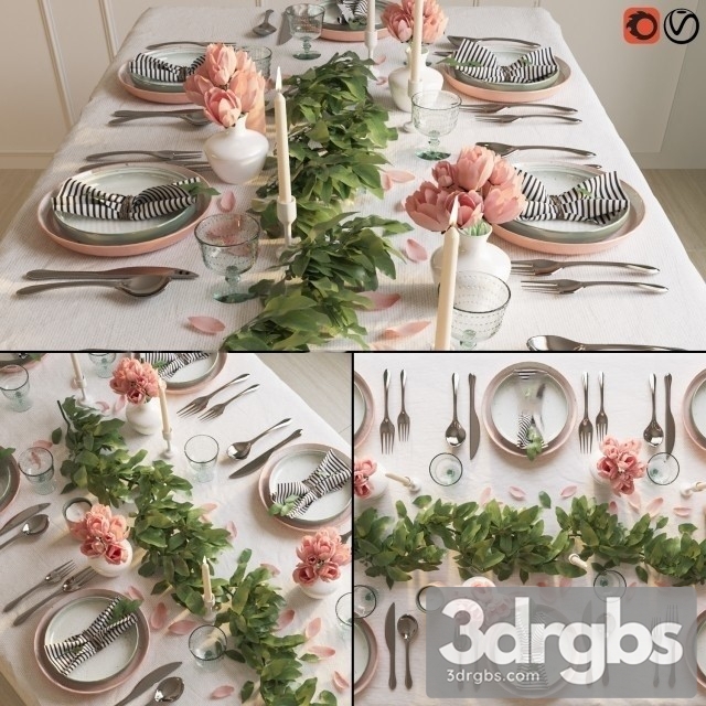 Rose Tableware Set 3dsmax Download - thumbnail 1