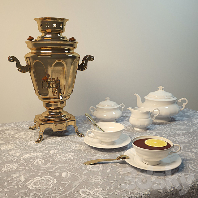 Samovar and service 3DSMax File - thumbnail 1