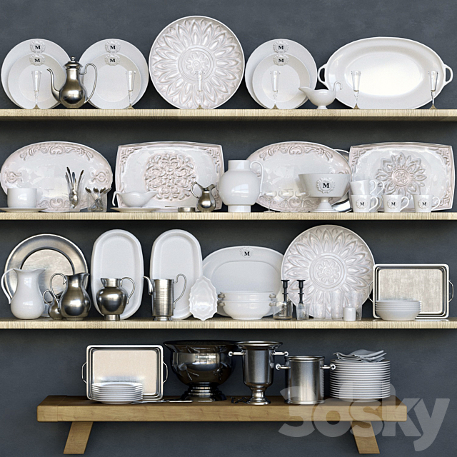 Service shelf. Dishes 10 3ds Max - thumbnail 1