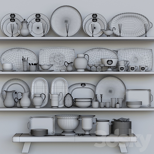 Service shelf. Dishes 10 3ds Max - thumbnail 2