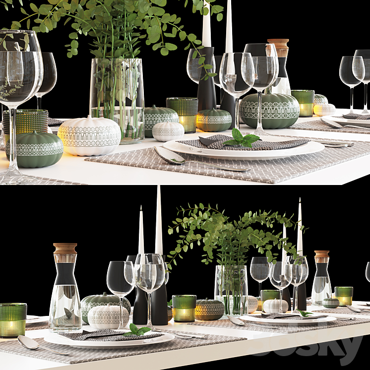 serving table set 001 3DS Max - thumbnail 2