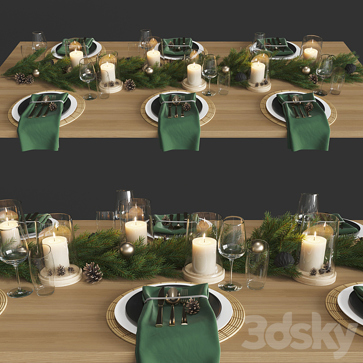 serving table set 003 3DS Max Model - thumbnail 1