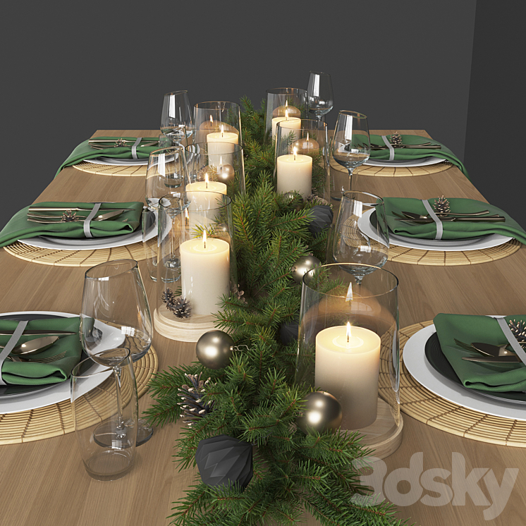 serving table set 003 3DS Max Model - thumbnail 2