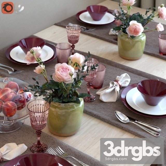 Serving Table Tea Roses 3dsmax Download - thumbnail 1