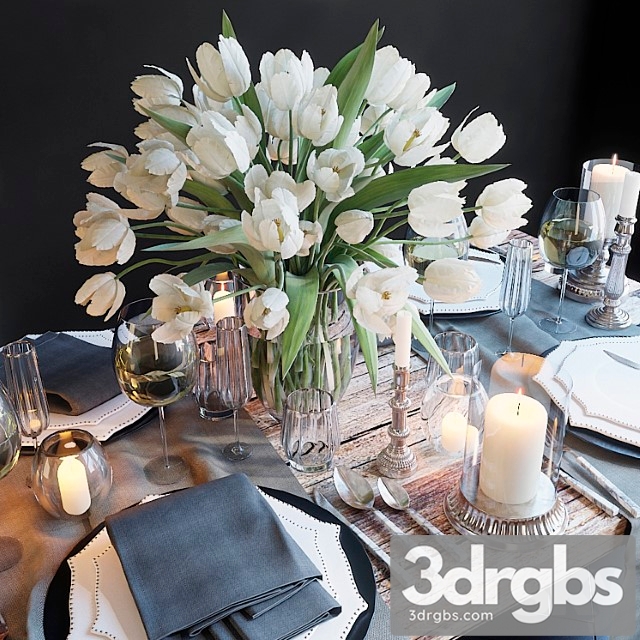 Serving The Table 23 Serving with White Tulips 3dsmax Download - thumbnail 1