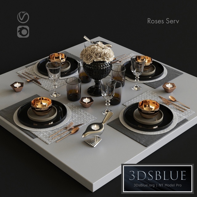 Serving with roses 3DS Max - thumbnail 3