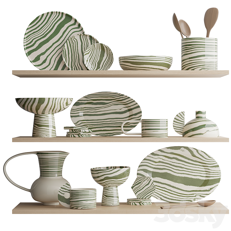 Set of dishes 3DS Max Model - thumbnail 1