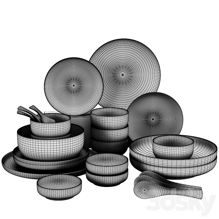 set of dishes 3DS Max - thumbnail 2