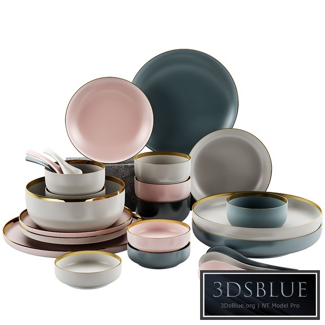 set of dishes 3DS Max - thumbnail 3