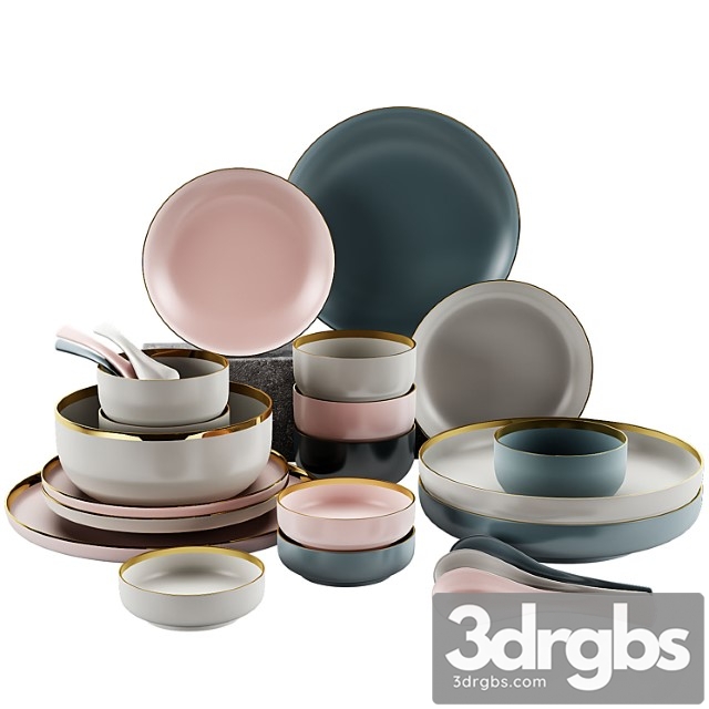 Set of dishes 3dsmax Download - thumbnail 1