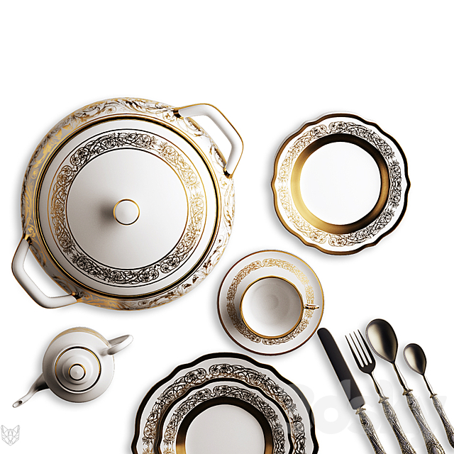 set of dishes 3DSMax File - thumbnail 3