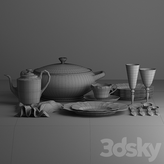 set of dishes 3DSMax File - thumbnail 5