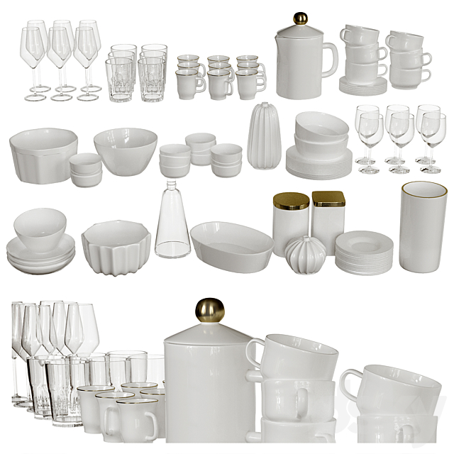 Set of dishes 3DSMax File - thumbnail 2