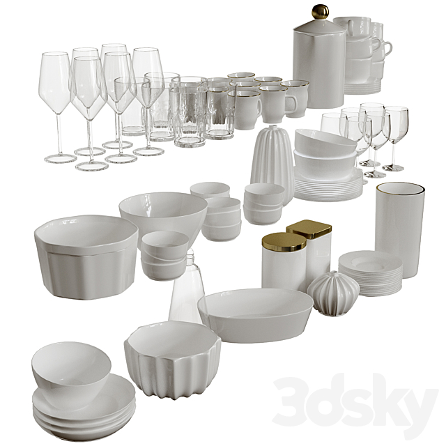 Set of dishes 3DSMax File - thumbnail 3