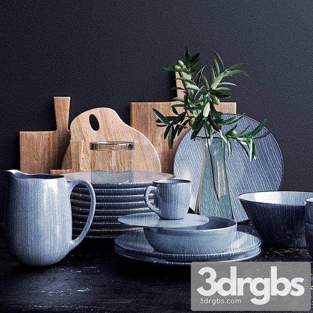 Set of dishes вroste copenhagen nordic sand 3dsmax Download - thumbnail 1