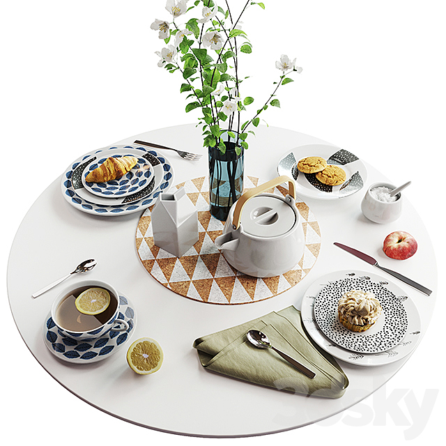 Set of dishes in Scandinavian style 3ds Max - thumbnail 1