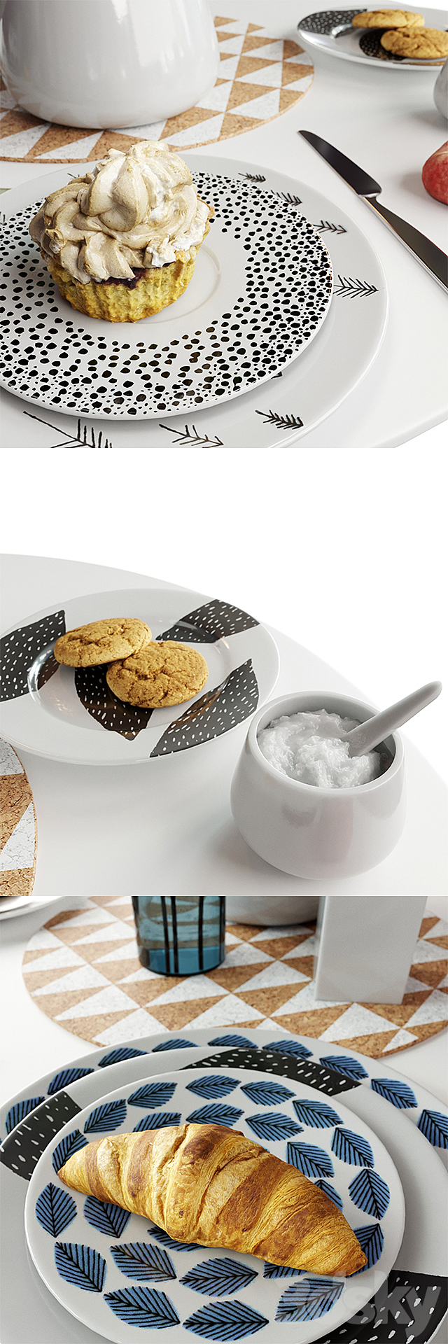 Set of dishes in Scandinavian style 3ds Max - thumbnail 2