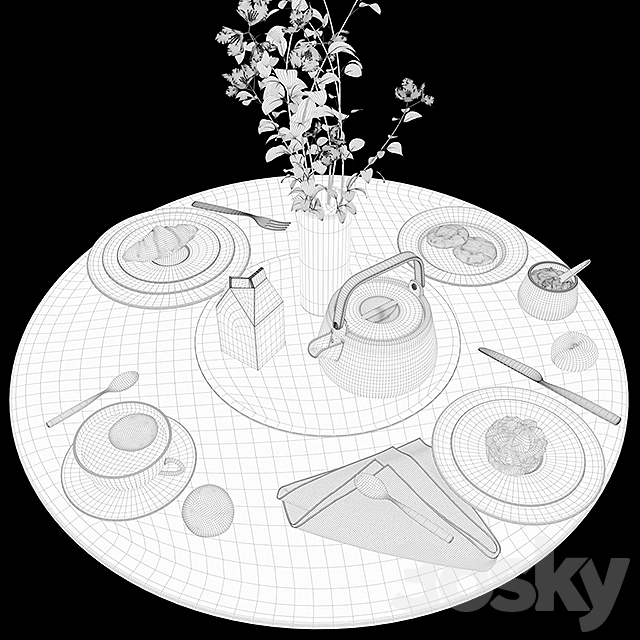 Set of dishes in Scandinavian style 3ds Max - thumbnail 3