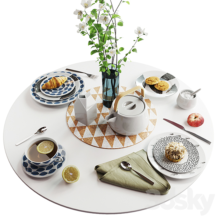 Set of dishes in Scandinavian style 3DS Max - thumbnail 1