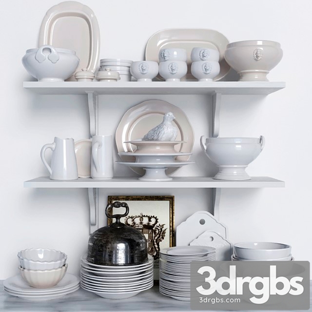 Set of dishes. service 3dsmax Download - thumbnail 1