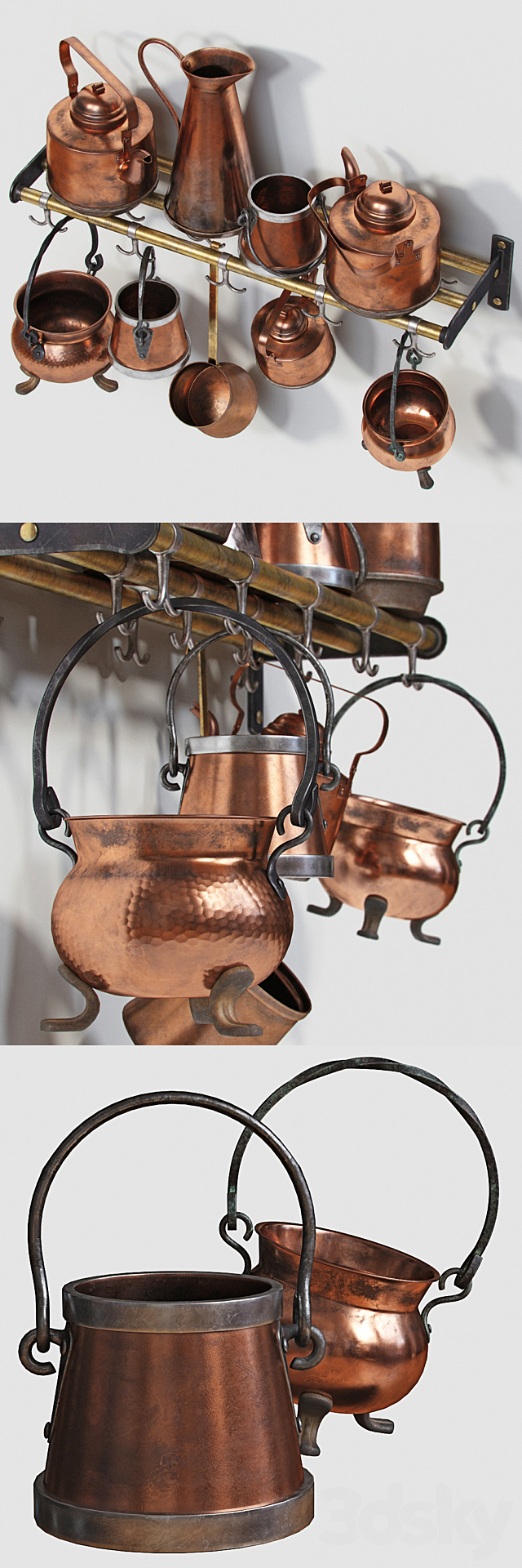 Set of old copper utensils 3DSMax File - thumbnail 2