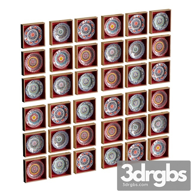 Set of oriental plates 3dsmax Download - thumbnail 1