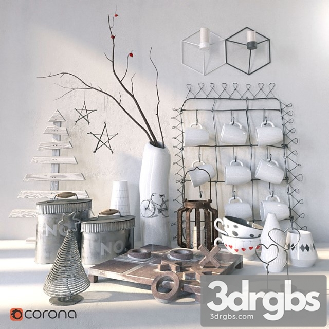 Set Scandinavian decor 01 3dsmax Download - thumbnail 1