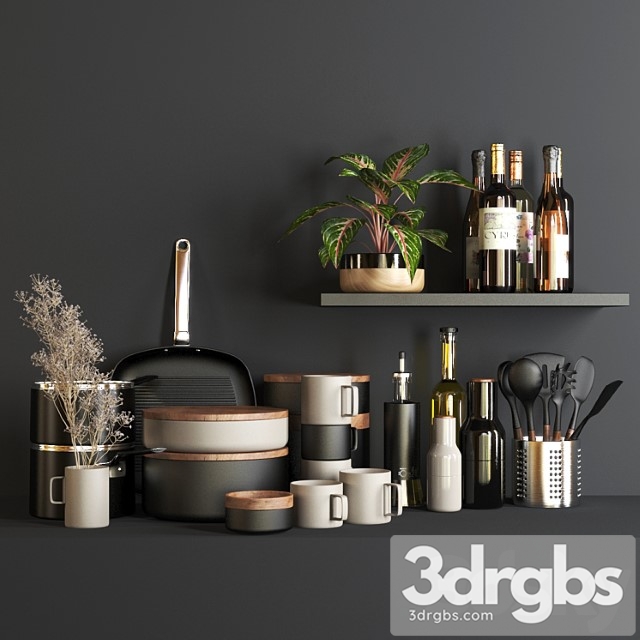 Set1133- kitchen black4 3dsmax Download - thumbnail 1