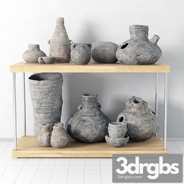 Shelf with pottery 3dsmax Download - thumbnail 1