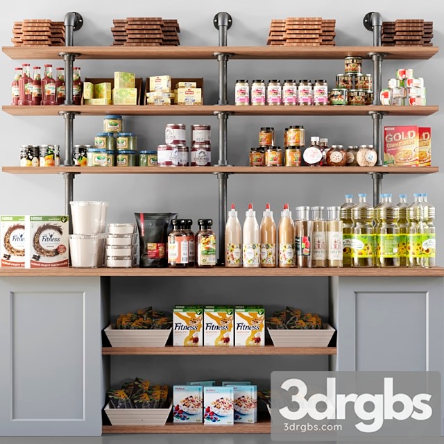 Showcase in a supermarket with spices sauces and cereals 11 3dsmax Download - thumbnail 1