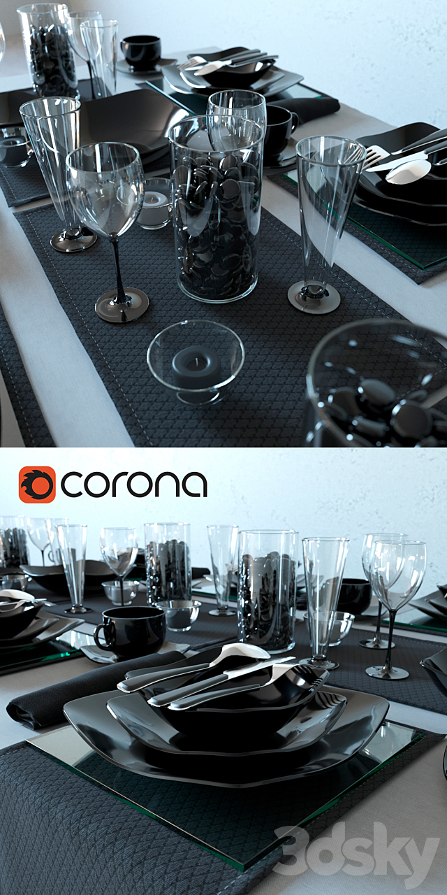 Table service Luminarc Quadrato Black 3DSMax File - thumbnail 2