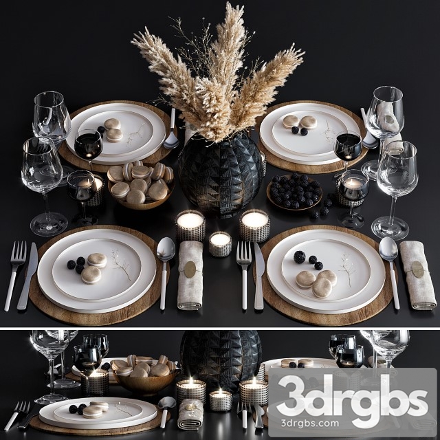 Table Set 0001 3dsmax Download - thumbnail 1