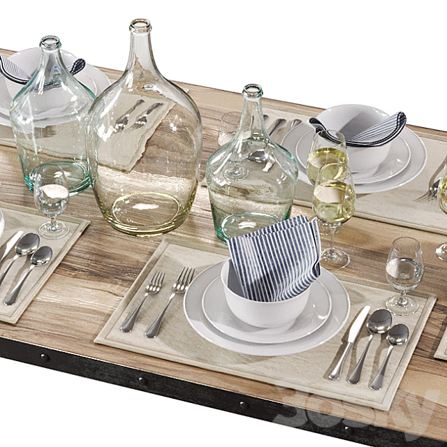 Table set 001 3ds Max - thumbnail 1