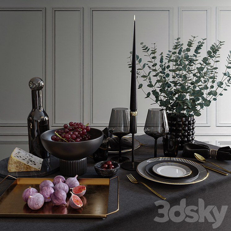 Table set 001 H&M 3DS Max - thumbnail 1