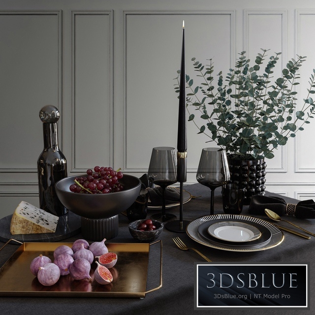 Table set 001 H&M 3DS Max - thumbnail 3