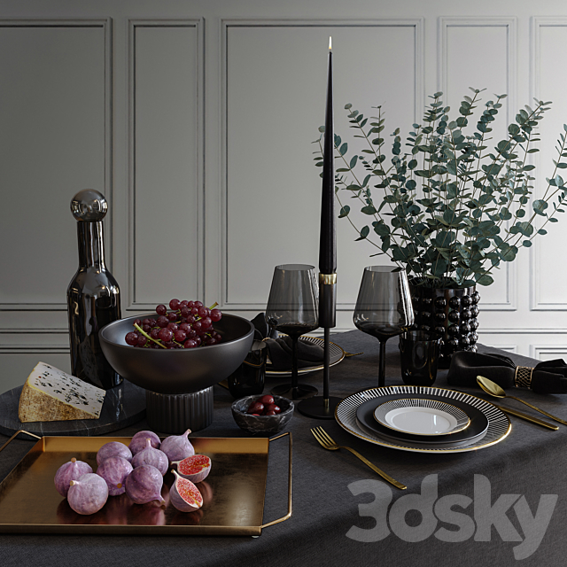 Table set 001 H&M 3DSMax File - thumbnail 1