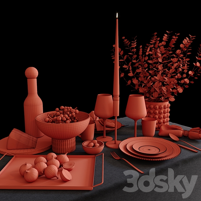 Table set 001 H&M 3DSMax File - thumbnail 2