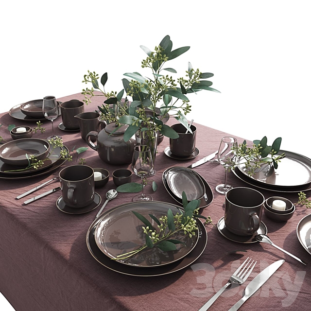 Table set 02 3DSMax File - thumbnail 1