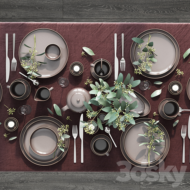 Table set 02 3DSMax File - thumbnail 2