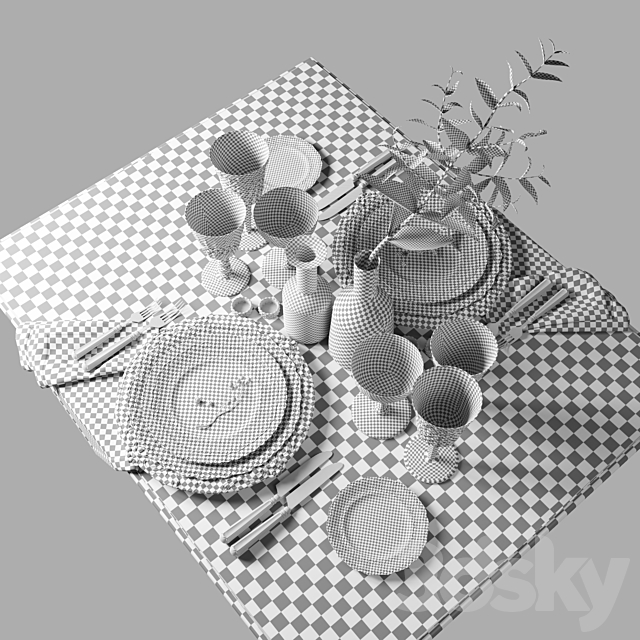 Table setting 002 3DSMax File - thumbnail 2