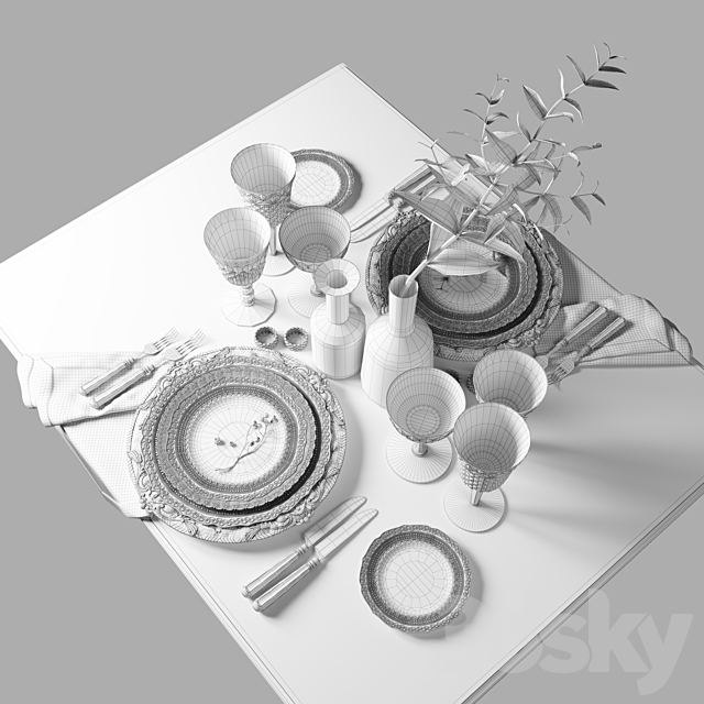 Table setting 002 3DSMax File - thumbnail 3