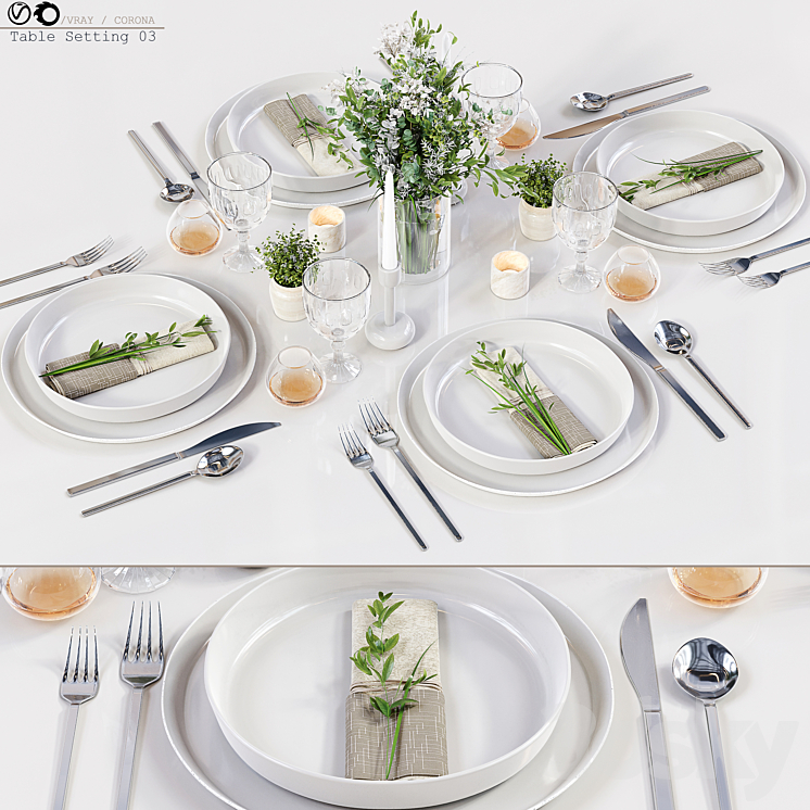 Table Setting 03 3DS Max Model - thumbnail 1