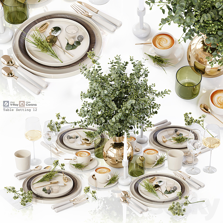 Table Setting 12 3DS Max Model - thumbnail 3