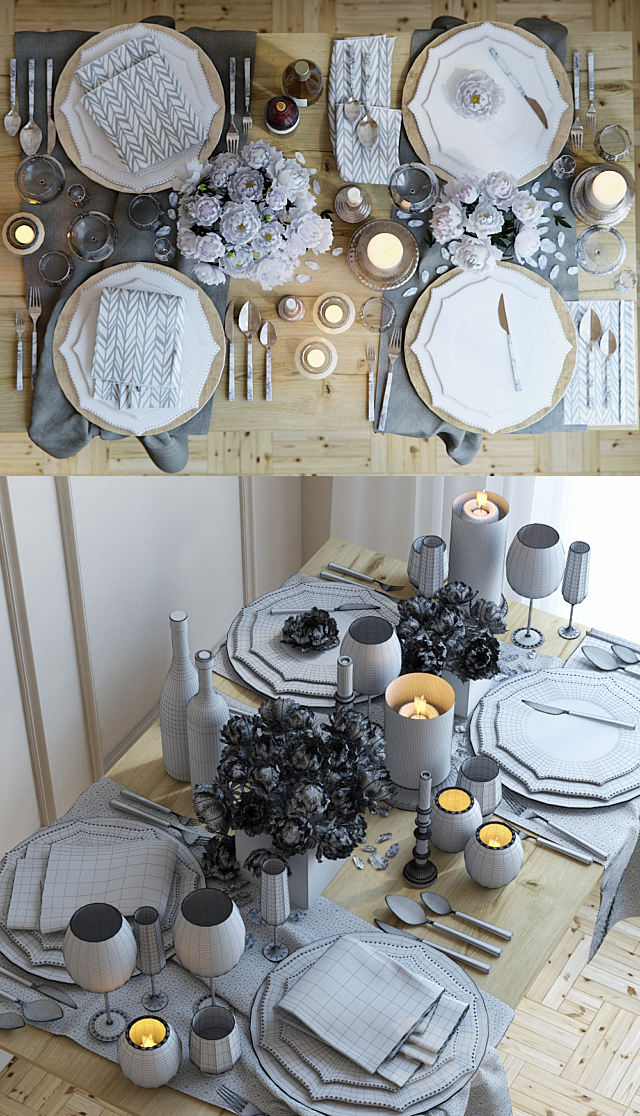 Table setting 20 3DS Max Model - thumbnail 3