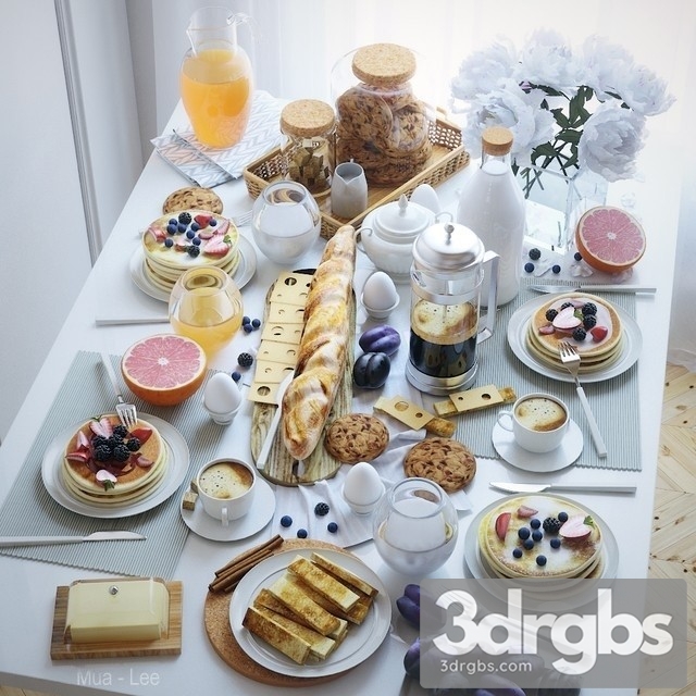 Table Setting 21 Breakfast 3dsmax Download - thumbnail 1