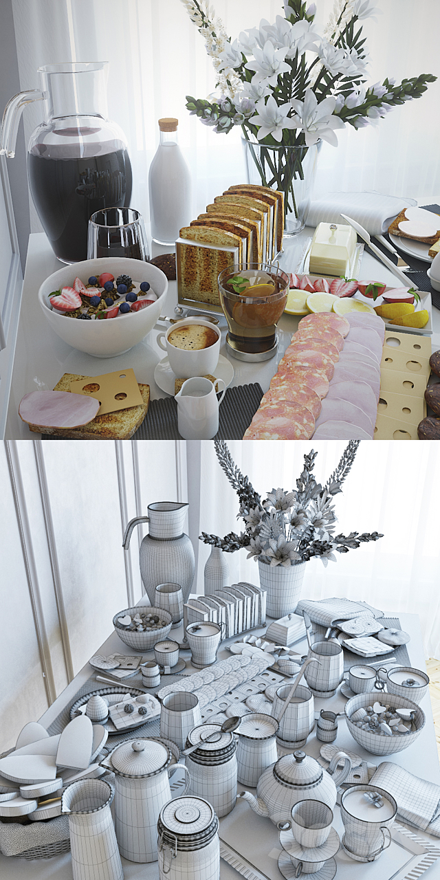 Table setting 22. Breakfast -2 3DS Max Model - thumbnail 3