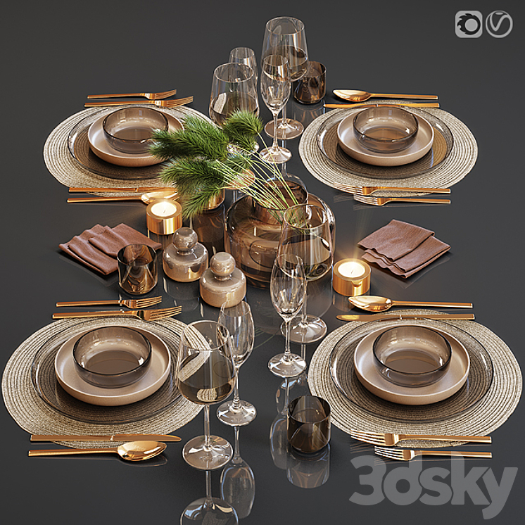 Table setting 24 3DS Max Model - thumbnail 1