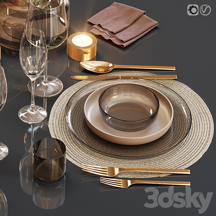 Table setting 24 3DS Max Model - thumbnail 2