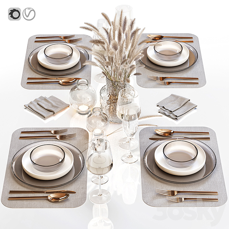 Table setting 30 3DS Max Model - thumbnail 1